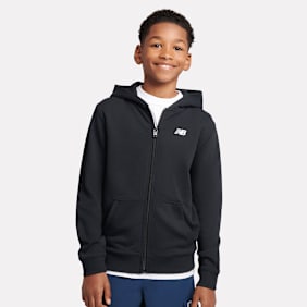 New Balance French Terry Small Logo Full Zip Hoodie czarny