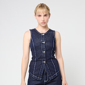 Decibel Buttoned Denim Vest azul