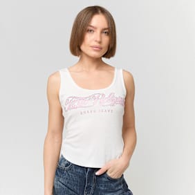 True Religion Crystal Square Neck Rib Tank blanc