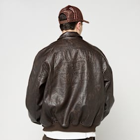Karl Kani Signature Pu Leather Bomber Jacket marrón