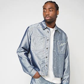Karl Kani Jeans Cropped Silver Denim Jacket cinzento