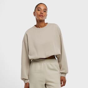 Urban Classics Ladies Cropped Gathered Sweatshirt beige