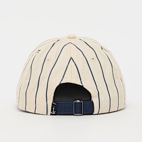 Karl Kani Cursive Varsity Pinstripe Baseball Cap off white/dark blue blanco