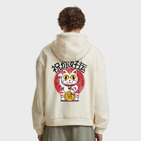Mister Tee Good Luck Cat Fluffy Zip Hoody bege
