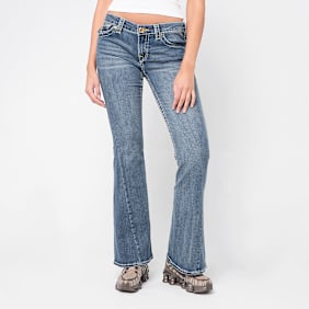 True Religion Joey Low Rise Flare Flap bleu