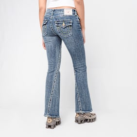 True Religion Joey Low Rise Flare Flap bleu