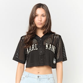 Karl Kani Mesh Cropped Baseball Shirt nero
