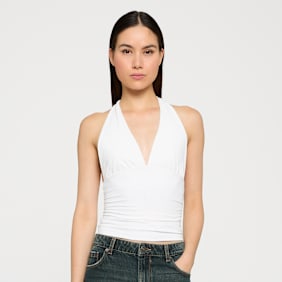 Urban Classics Ladies Polyamide Jersey Neckholder Top Weiss