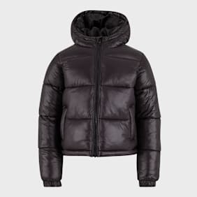 Urban Classics Boys Shiny Puffer Jacket With Hood zwart