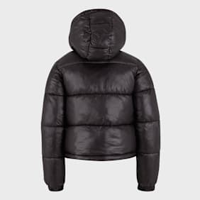 Urban Classics Boys Shiny Puffer Jacket With Hood zwart