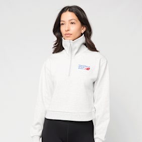 New Balance Athletics Premium Logo Oversized Half Zip grigio