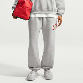 Nike   Studio Fleece Medium Weight "Graphic Pack" Oversized Cuffed Logo Pants grijs