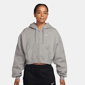 Nike   Studio Fleece Mid Waist Oversized Crop Full Zip Hoodie grigio