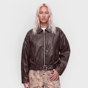 Decibel Cropped Jacket with Belt braun