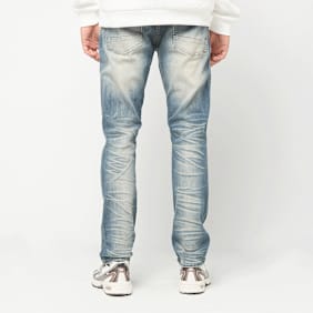 Smoke Rise Haze Effect Washed Jeans blau
