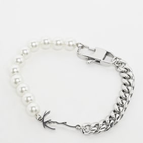 Karl Kani Signature Pearl Bracelet plata