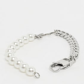 Karl Kani Signature Pearl Bracelet srebrna
