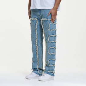 2Y STUDIOS Kosa Destroyed Straight Jeans azul