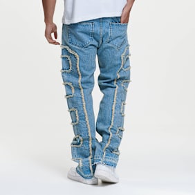 2Y STUDIOS Kosa Destroyed Straight Jeans niebieski