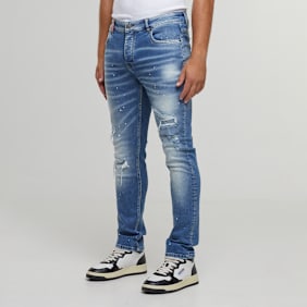 2Y STUDIOS Victor Ripped Slim Fit Jeans blauw