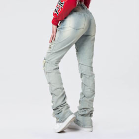 Smoke Rise High Rise Stacked Western Jeans plava