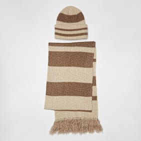 New Era Stripe Scarf Beanie Set (2 Piece) multicolore