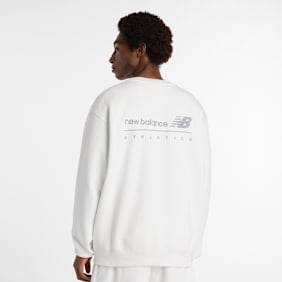 New Balance Linear Graphic Fleece Crew cinzento