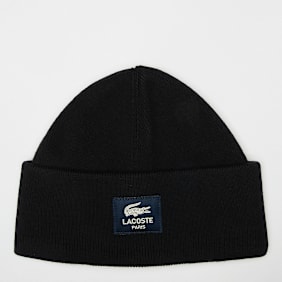 Lacoste Woven Label Beanie schwarz