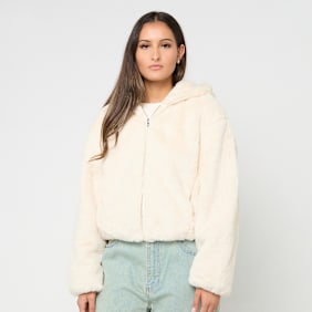 Urban Classics Ladies Full Zip Faux Fur Hoodie beige