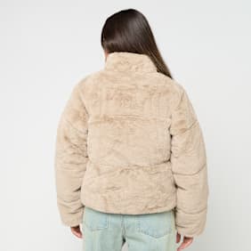 Urban Classics Ladies Short Faux Fur Puffer Jacket bege