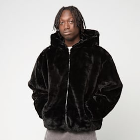 Urban Classics Full Zip Faux Fur Hoodie schwarz