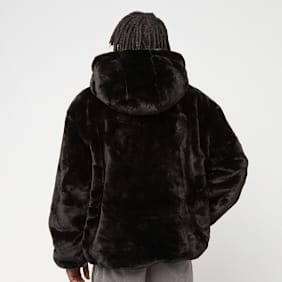 Urban Classics Full Zip Faux Fur Hoodie crna