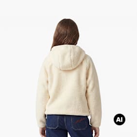 Karl Kani Signature Rubber Patch Teddy Zip Hoodie beż