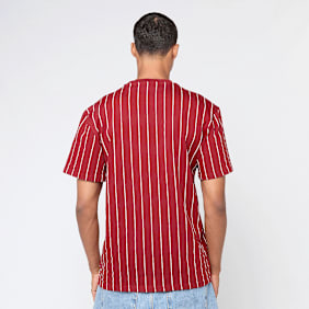 Karl Kani Autograph Pinstripe Jersey Boxy T-Shirt czerwony