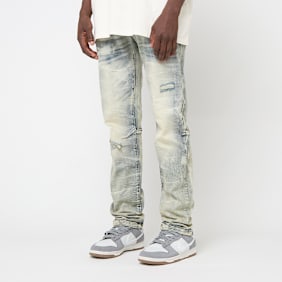 Smoke Rise Crystal Effect Washed Jeans blu