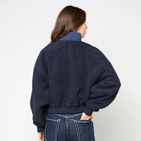 Karl Kani OG Crop Teddy Bomber Jacket bleu