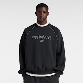 New Balance Linear Graphic Fleece Crew preto
