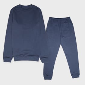 New Balance French Terry Stacked Logo Crew & Jog Set blau