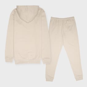 New Balance French Terry Stacked Logo Crew & Jog Set beige