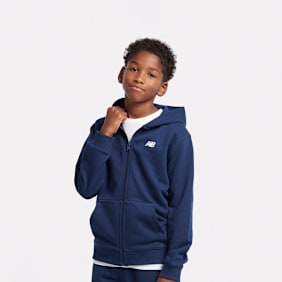 New Balance French Terry Small Logo Full Zip Hoodie blauw