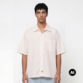 Dickies Venedocia Stripe Shortsleeve Shirt blanc