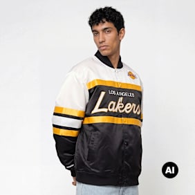 Mitchell & Ness NBA L.A. Lakers Team Color Head Coach Light Weight Satin Jacket noir