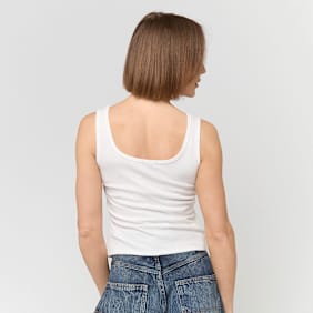True Religion Crystal Square Neck Rib Tank weiß