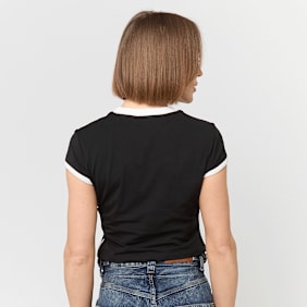 True Religion Sporty Cap Sleeves Ringer Baby Tee crna