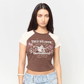 True Religion Contrast Raglan Baby Tee bruin