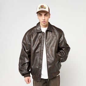 Karl Kani Signature Pu Leather Bomber Jacket marrón
