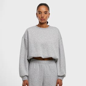 Urban Classics Ladies Cropped Gathered Sweatshirt grau