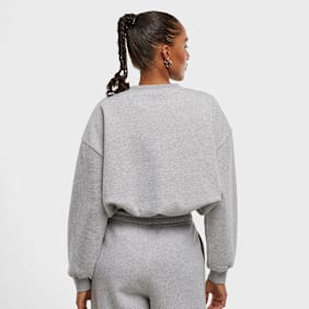 Urban Classics Ladies Cropped Gathered Sweatshirt siva