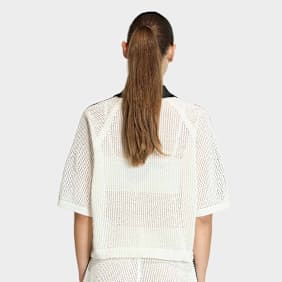 adidas Originals Knitted Crochet Polo beige