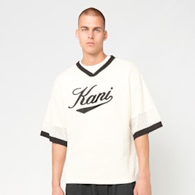 Karl Kani Cursive Varsity Crochet Boxy T-Shirt beige